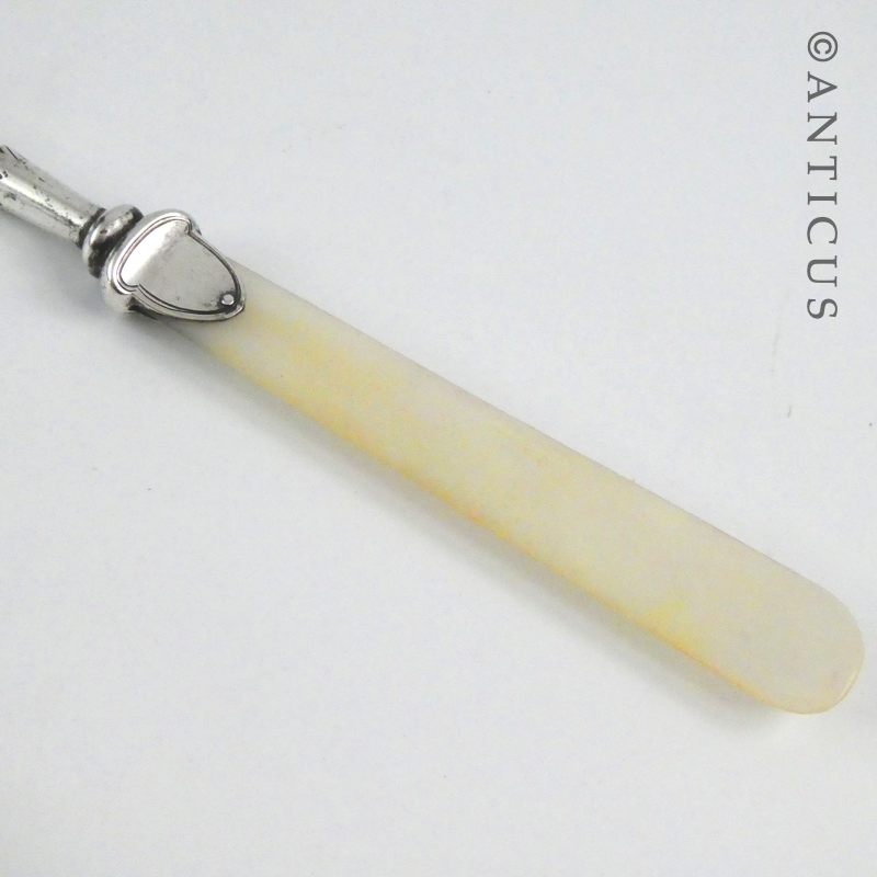Antique Mother of Pearl and Silver Paper Folder Knife.