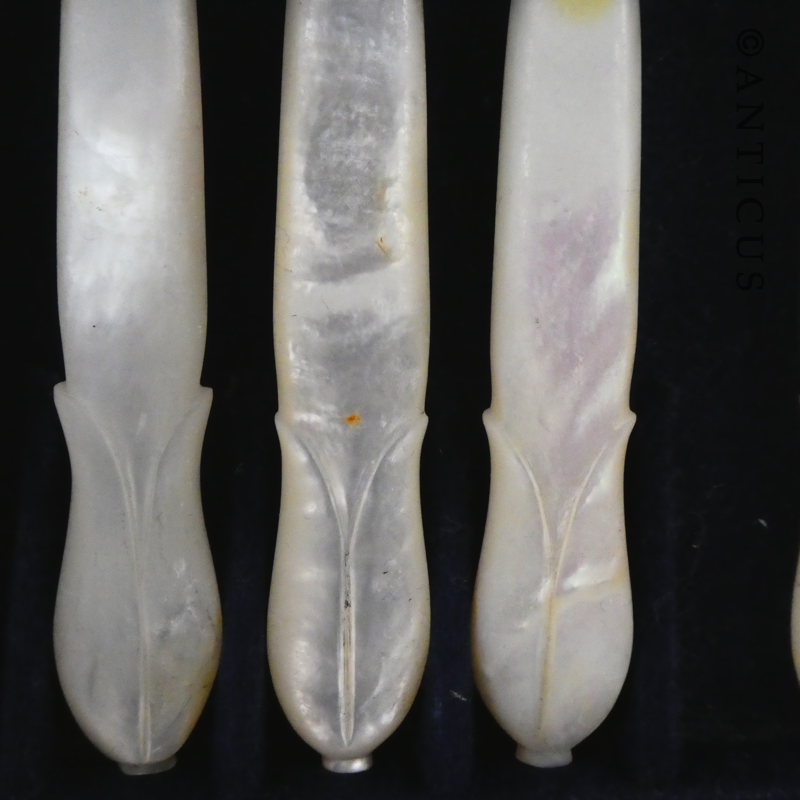 Antique Ten Piece Boxed Fruit Knives and Forks.