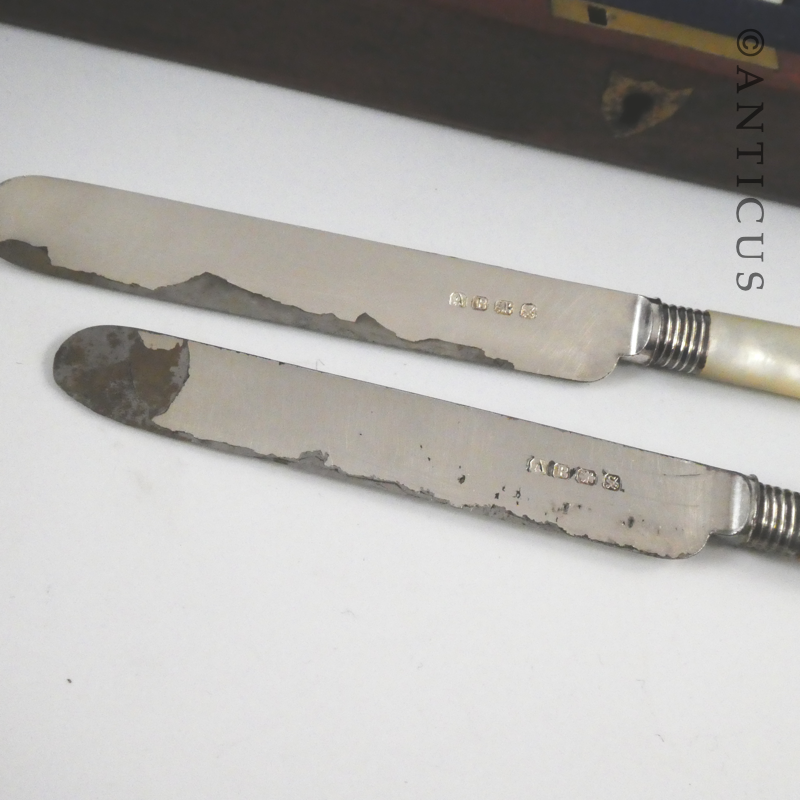 Antique Ten Piece Boxed Fruit Knives and Forks.