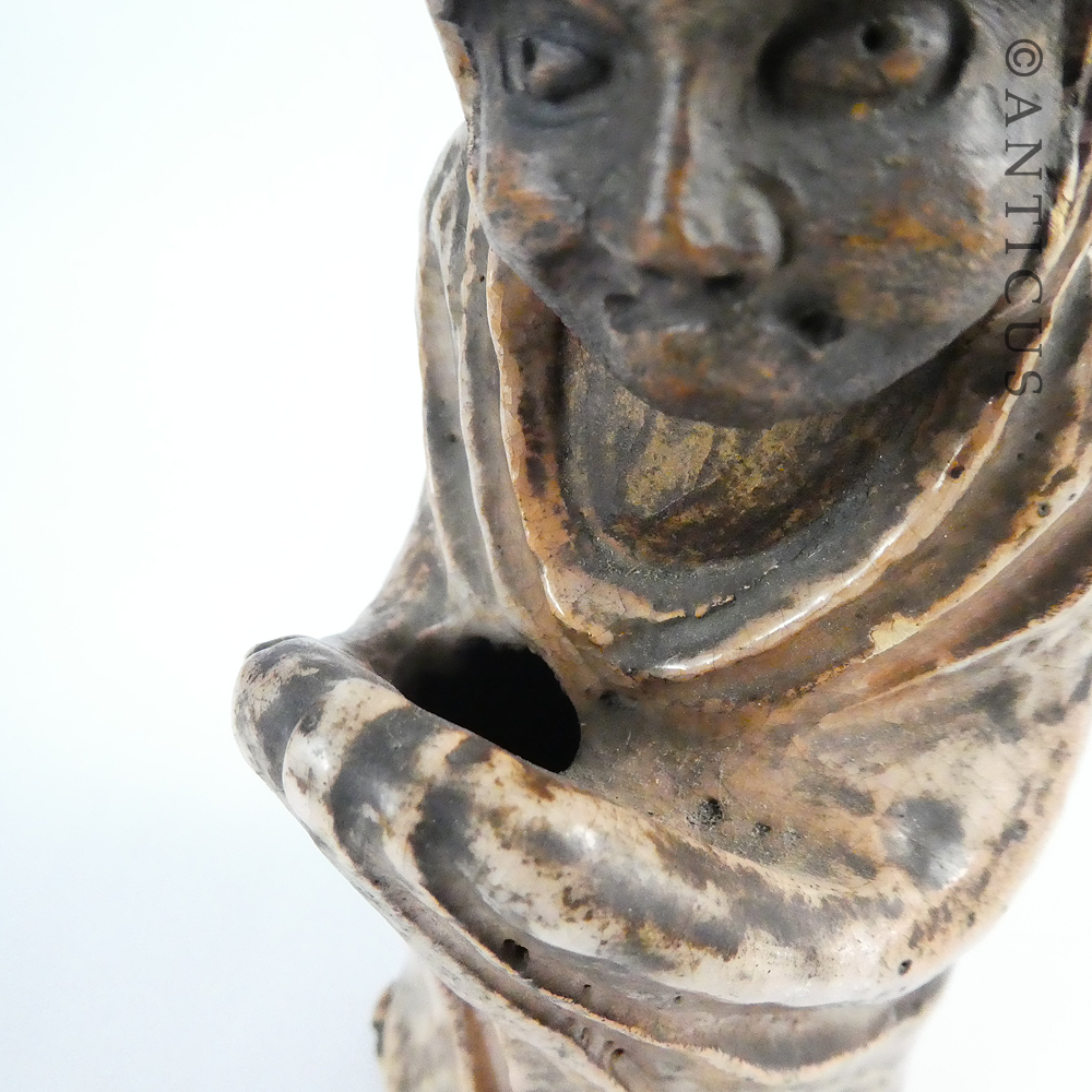 Old Japanese Figural Pottery Vase, Signed.