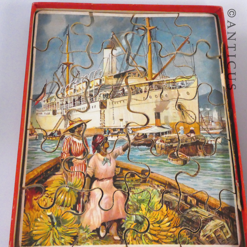 Antique Boxed Set of Four Dutch Jigsaw Puzzles.
