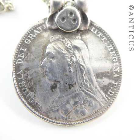 Victorian One Shilling Coin Pendant Necklace.