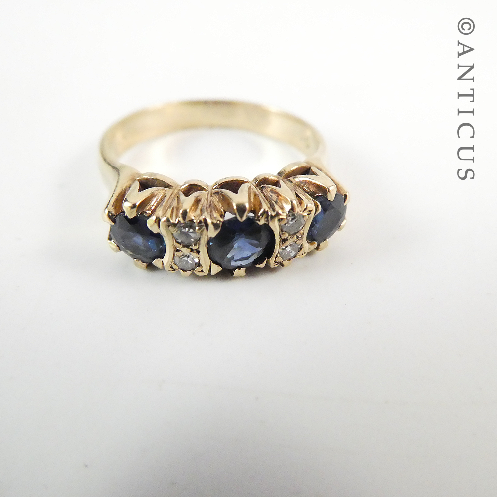 Gold, Sapphire and Diamond Bridge Ring.