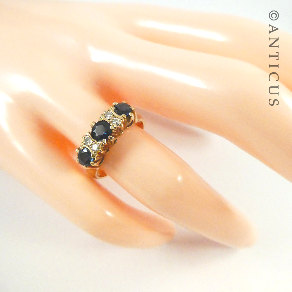 Gold, Sapphire and Diamond Bridge Ring.