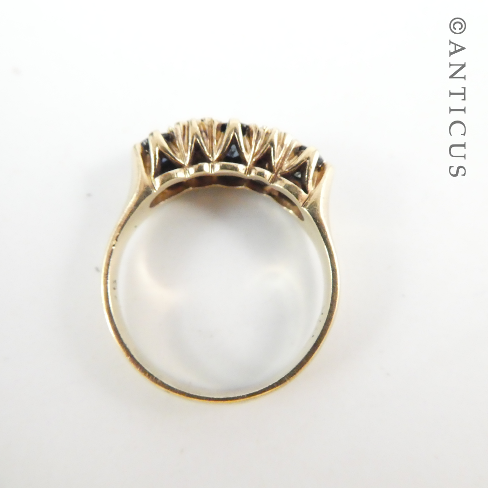 Gold, Sapphire and Diamond Bridge Ring.