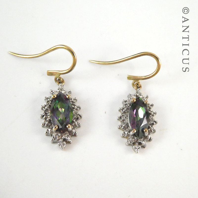 Pair of Mystic Topaz and Gold Earrings.