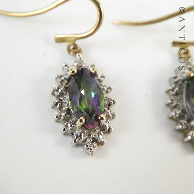 Pair of Mystic Topaz and Gold Earrings.