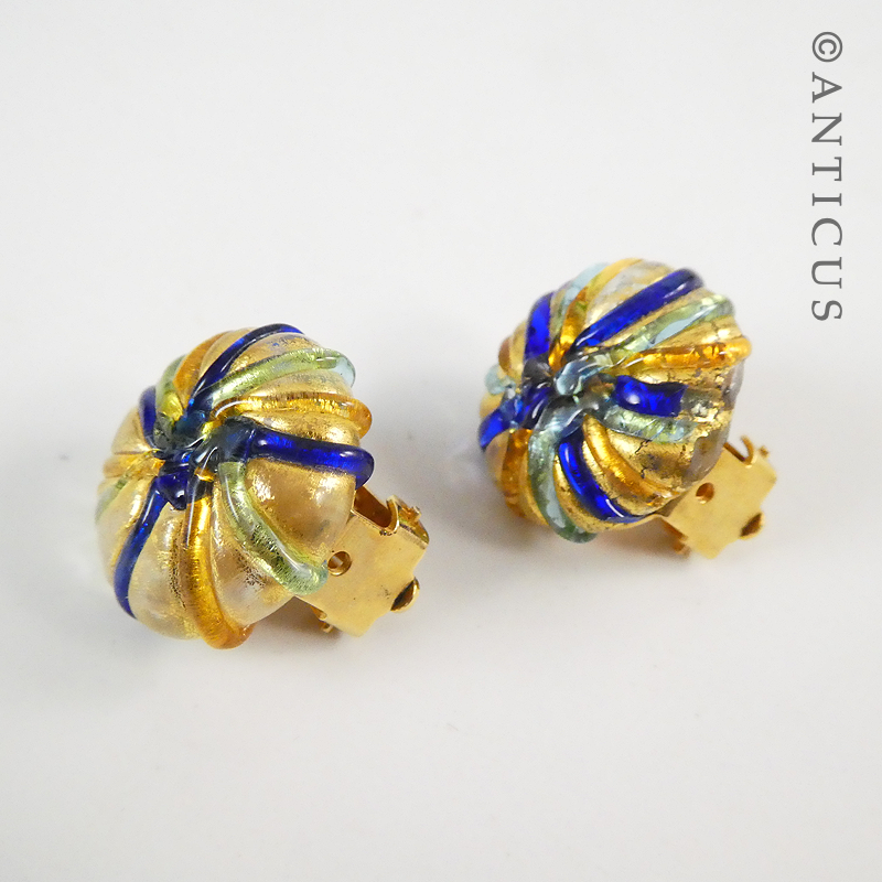 Murano Glass Clip Earrings.