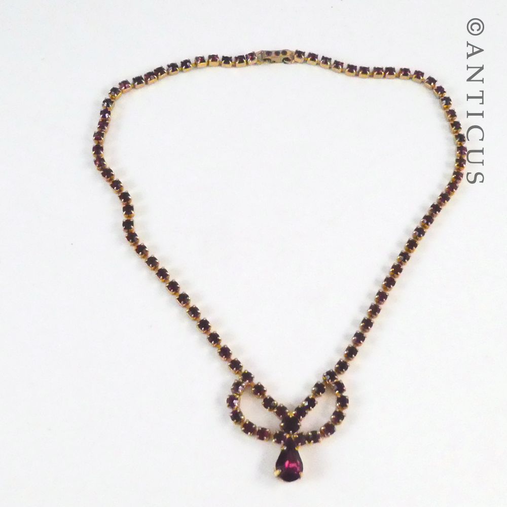 Vintage Necklace, Glass or Amethyst Stones..