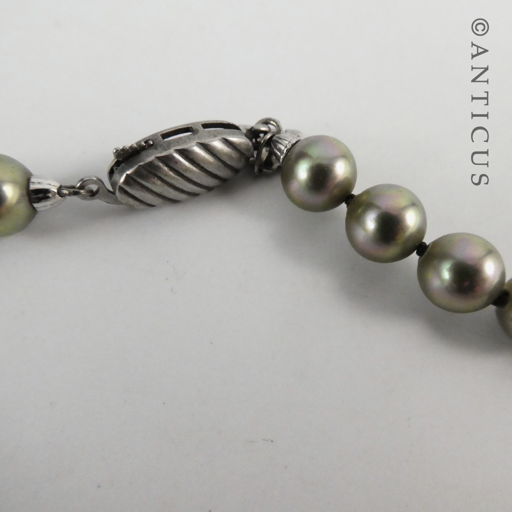 Faux Black Pearl Necklace and Earrings.