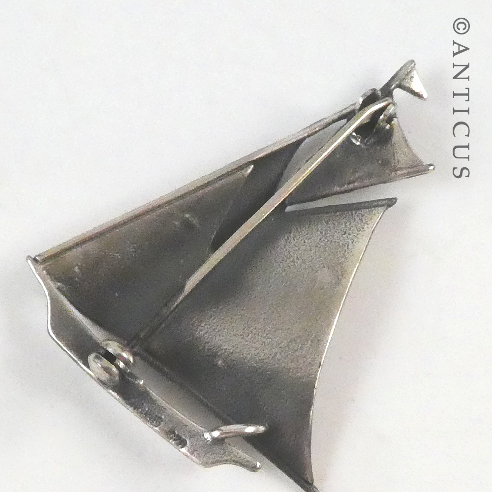 Sterling Silver Yacht Brooch.
