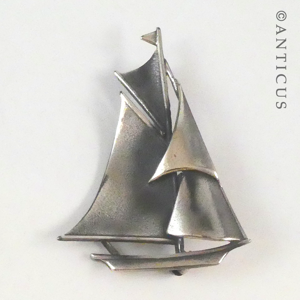 Sterling Silver Yacht Brooch.
