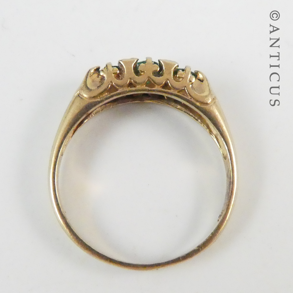 Gold, Emerald and Diamond Small Bridge Ring.