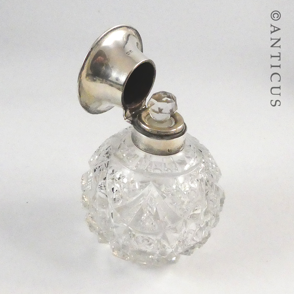 Silver and Tortoiseshell Lidded Crystal Scent Bottle.