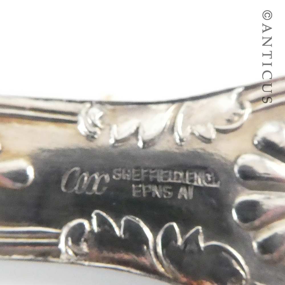 Small Embossed Berry Spoon, Silver Plate.