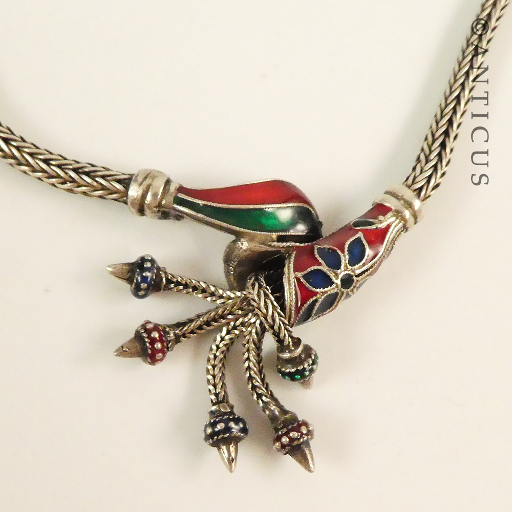 Silver Snake Chain wirh Enamel Pendant.