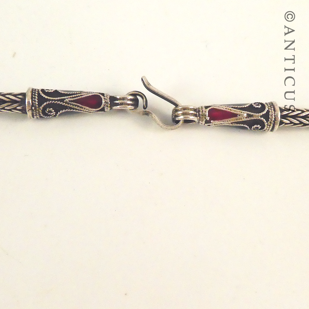 Silver Snake Chain wirh Enamel Pendant.