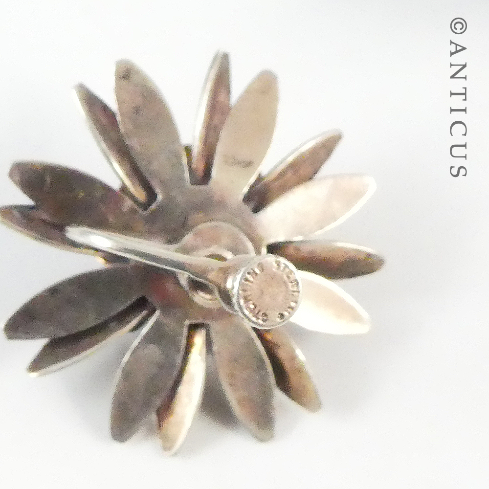 Vintage Silver Earrings, Flower Design.