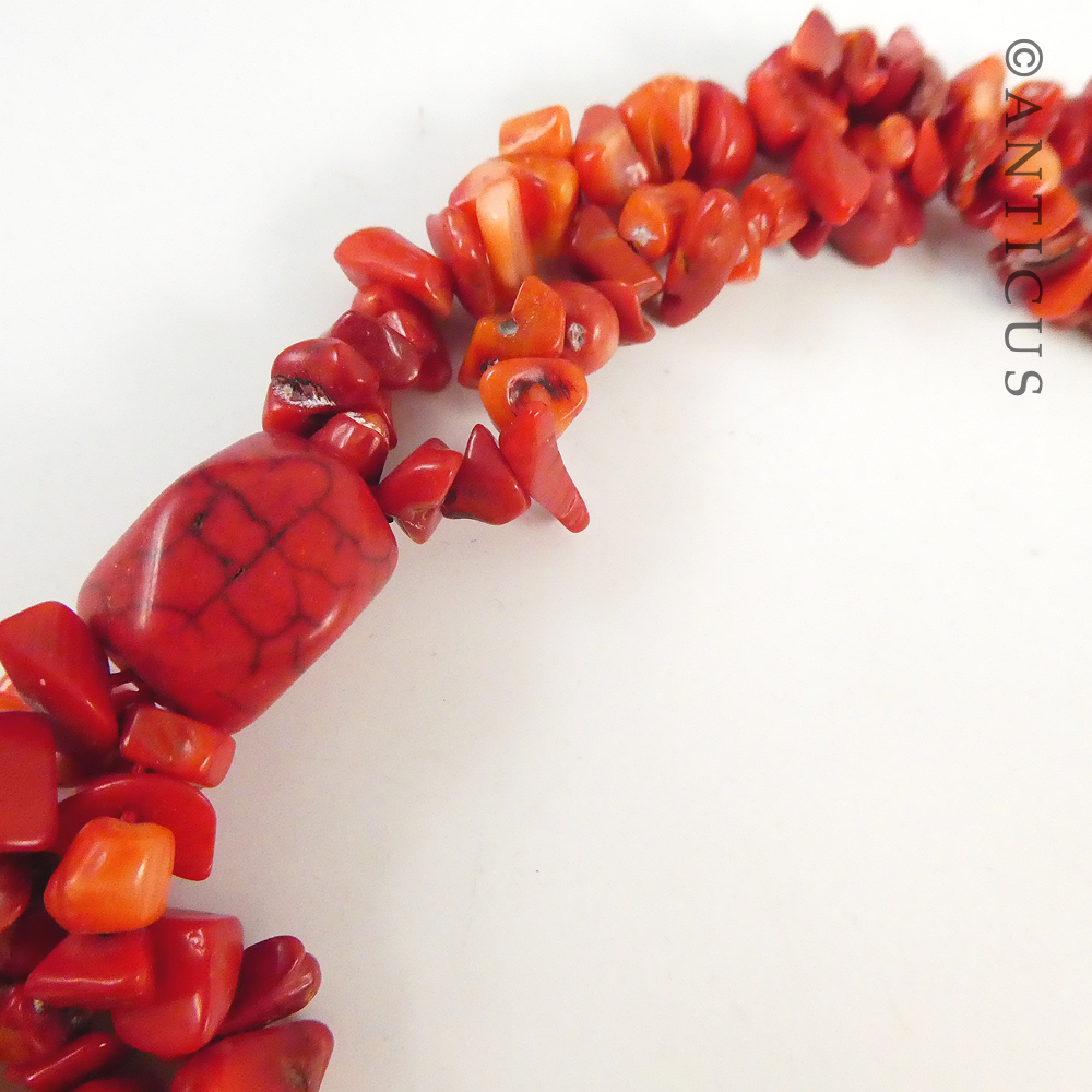 Coral Two Strand Necklace and Bracelet.