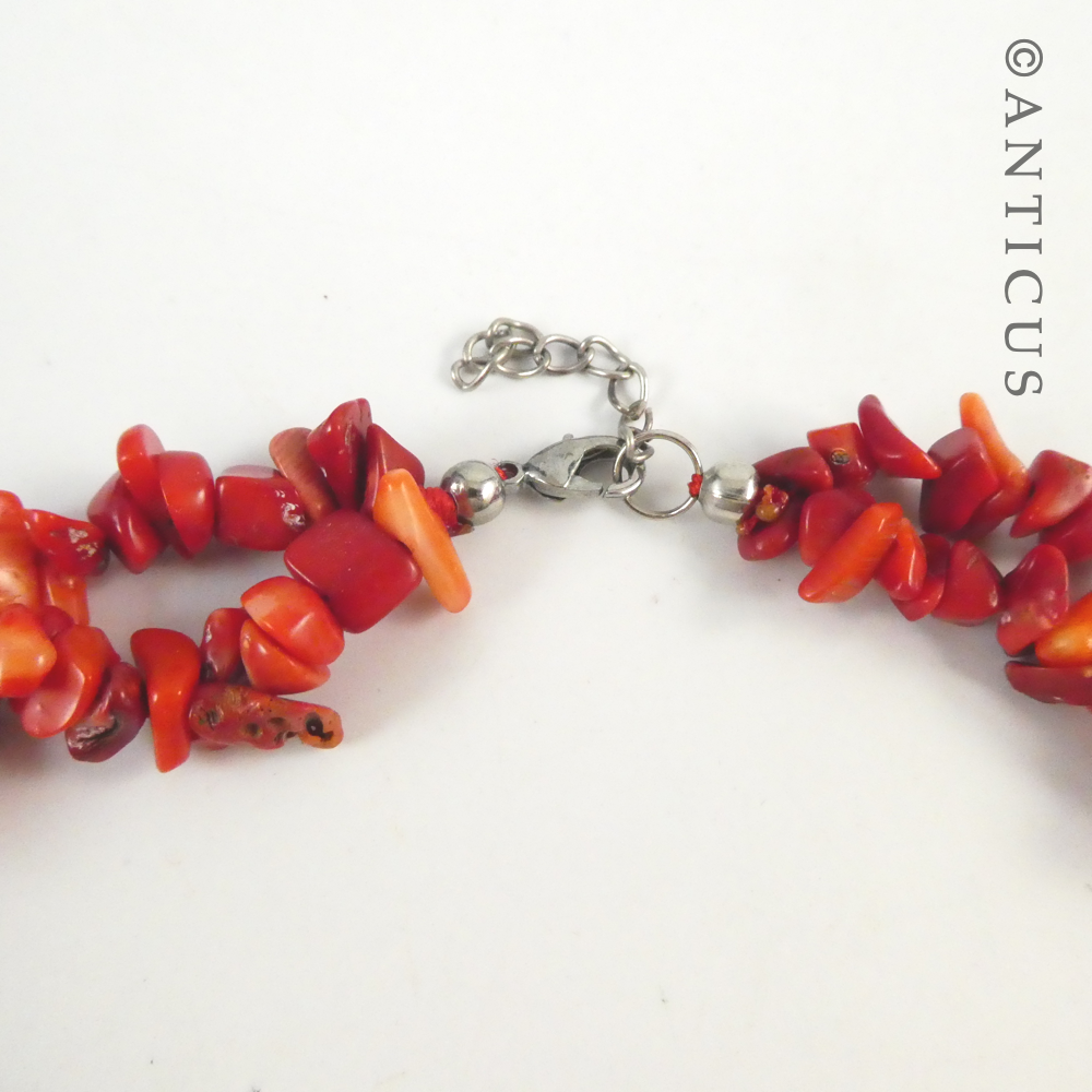 Coral Two Strand Necklace and Bracelet.