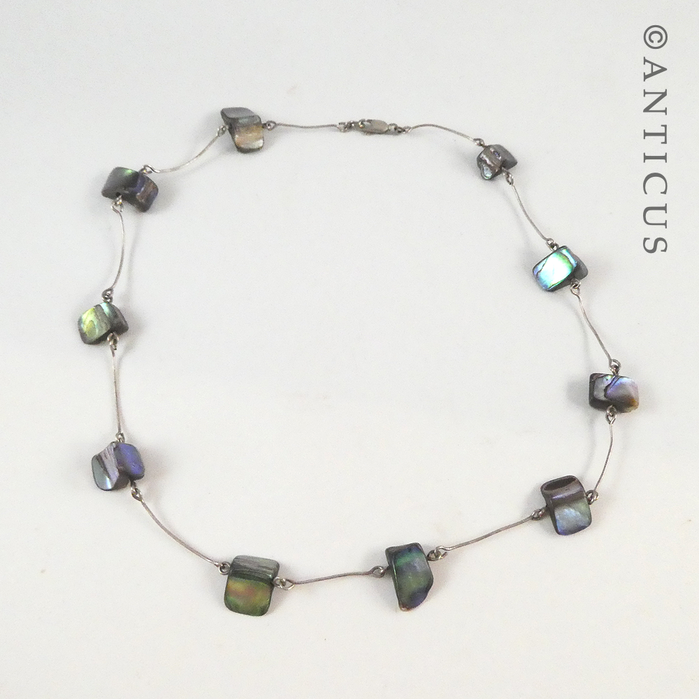 Silver and Paua Shell Pieces Necklace.