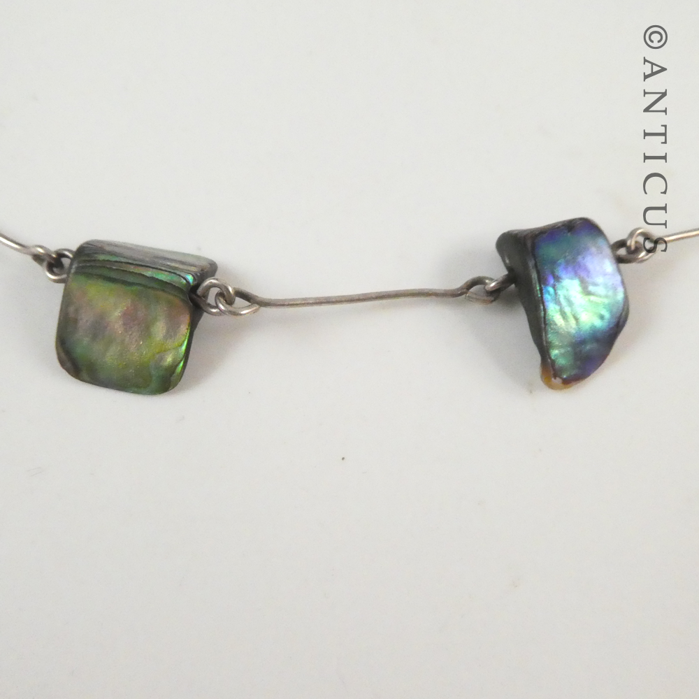 Silver and Paua Shell Pieces Necklace.
