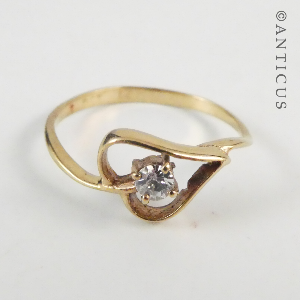 Gold Heart Ring with Crystal Stone.