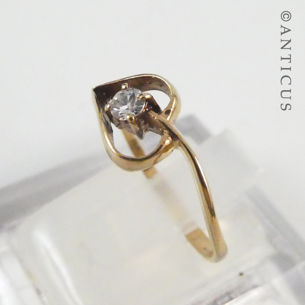 Gold Heart Ring with Crystal Stone.
