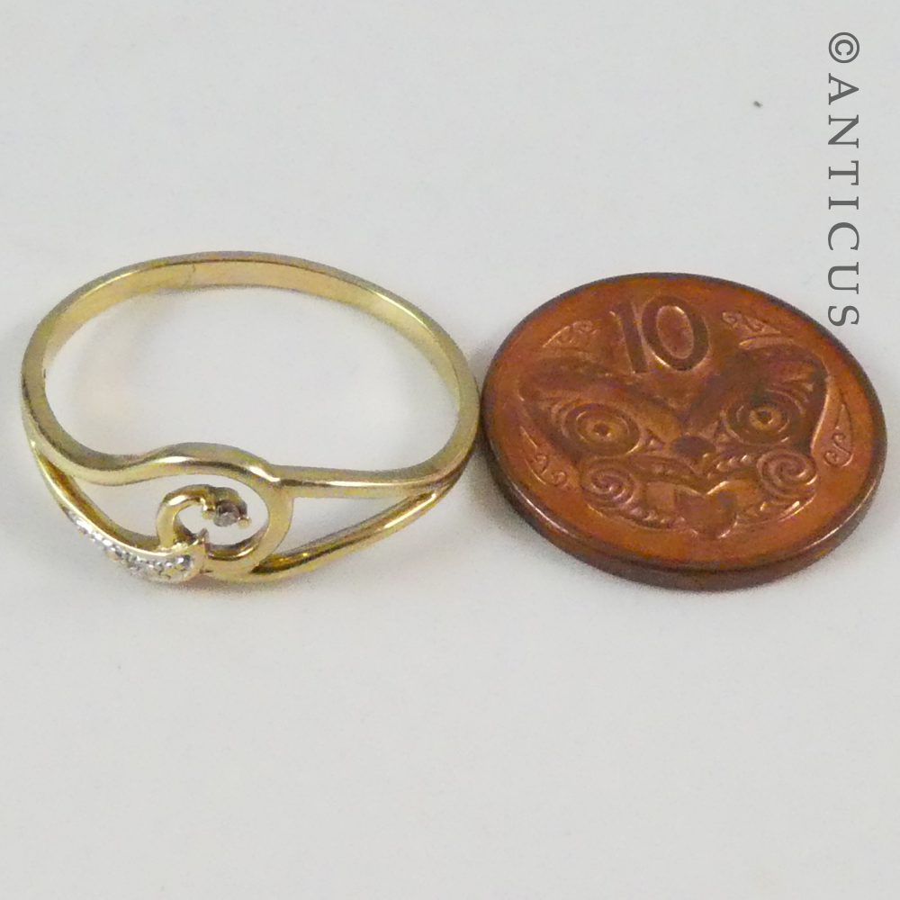Slim 9ct gold and Small Diamond Ring.