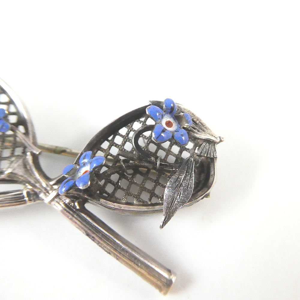 Vintage Tennis Racquet Brooch, 1930s.