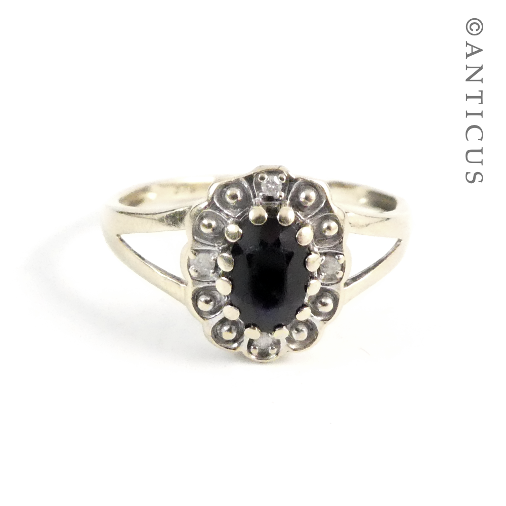 Gold, Sapphire and Diamond Cluster Ring