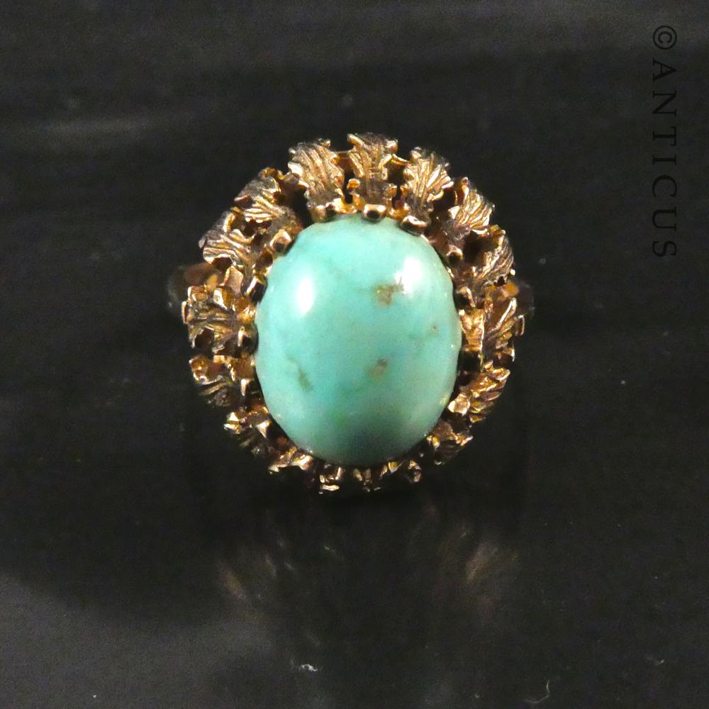 Retro Gold and Turquoise Ring.