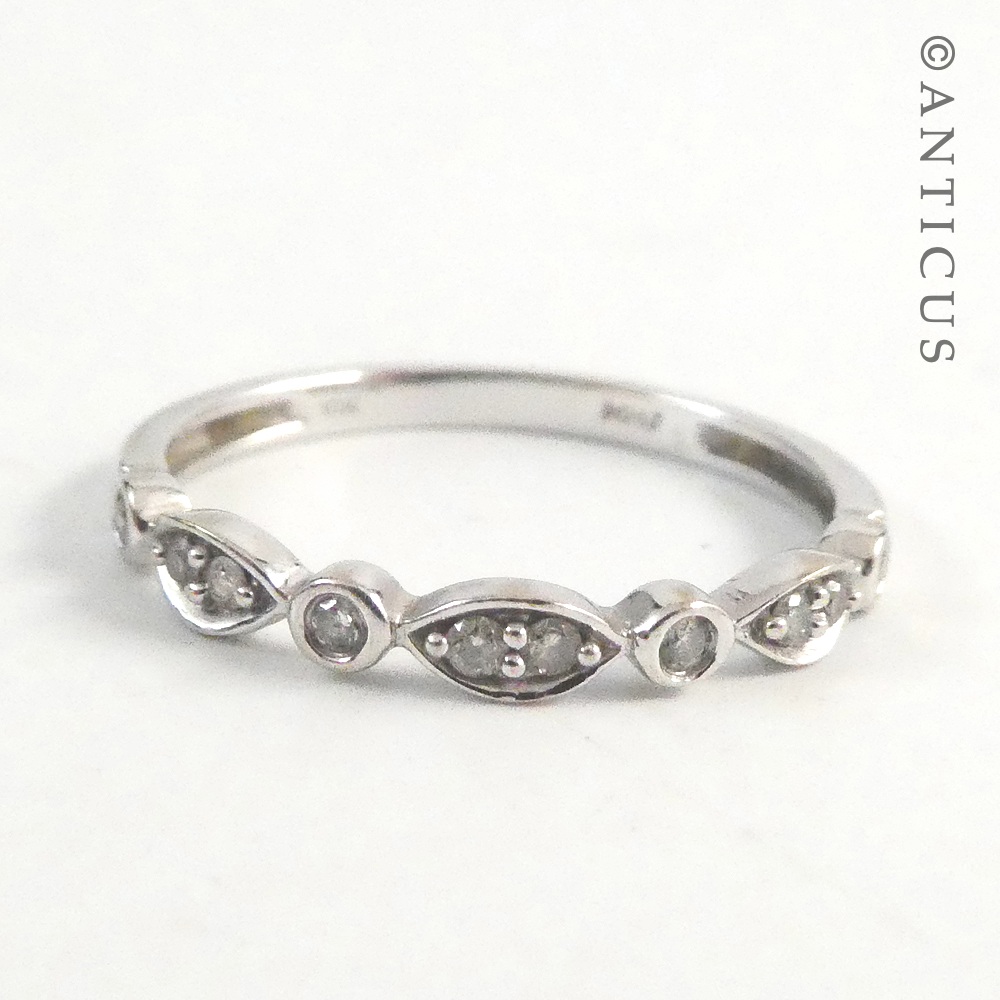 White Gold and Diamond Slim Band Ring.