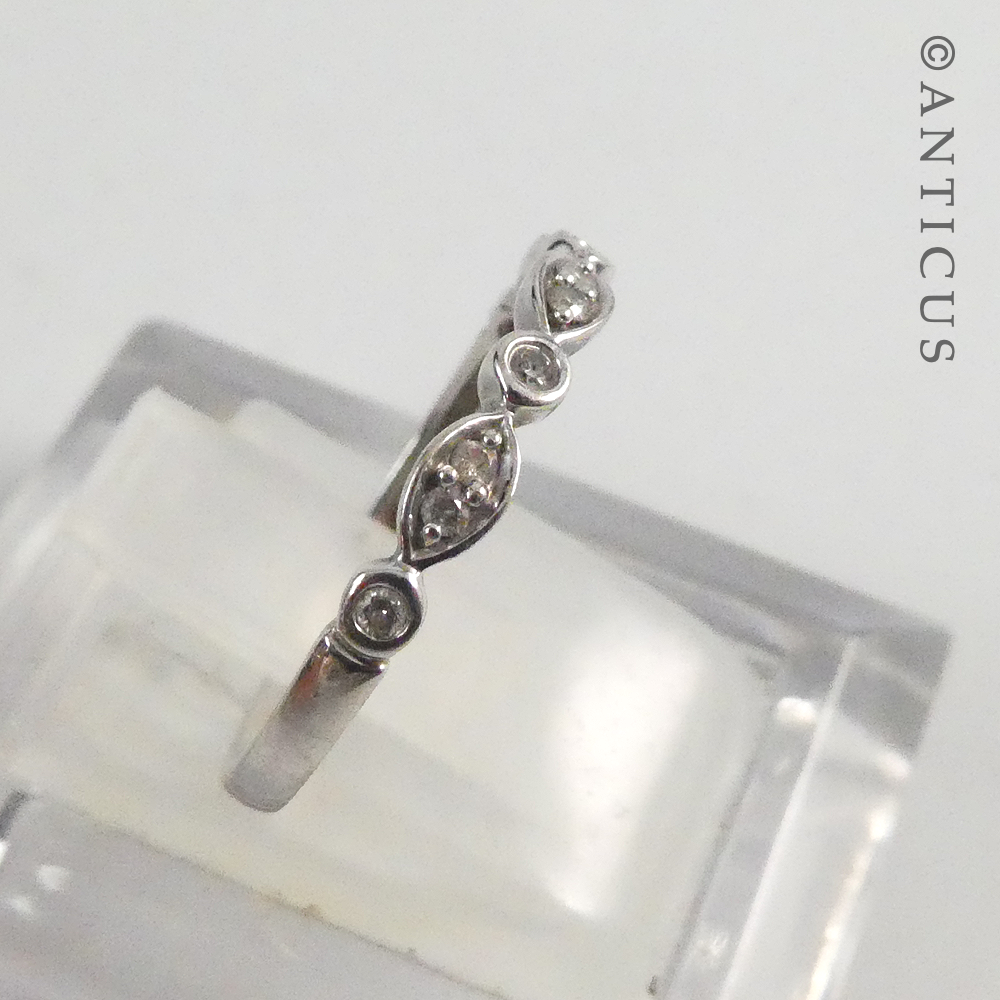 White Gold and Diamond Slim Band Ring.