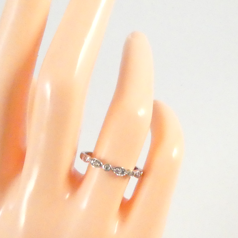 White Gold and Diamond Slim Band Ring.
