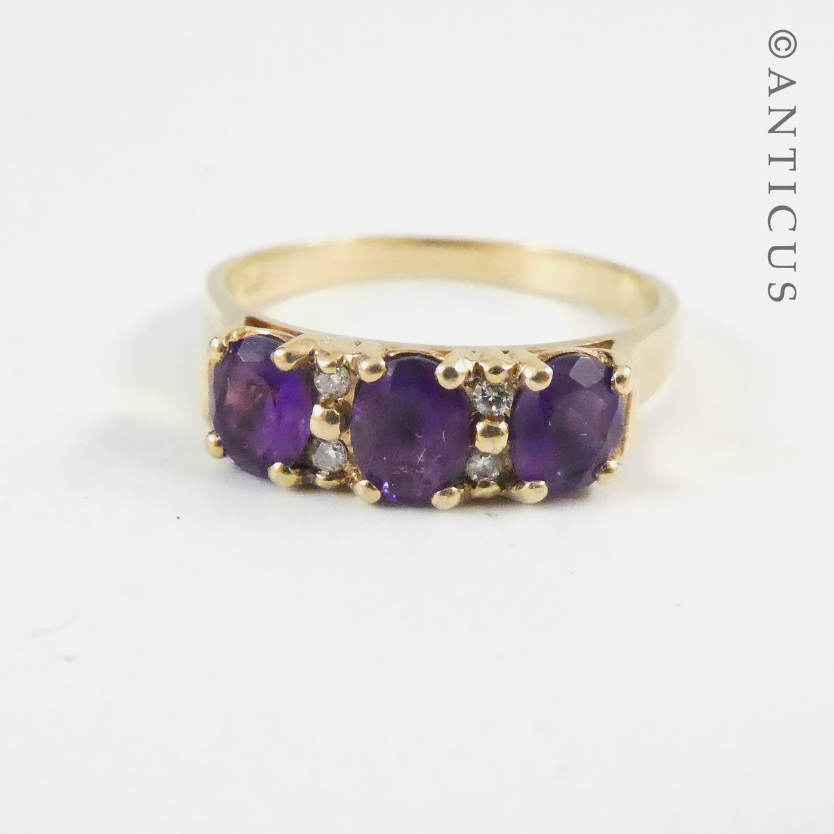 Vintage Gold, Amethyst and Diamond Bridge Ring.