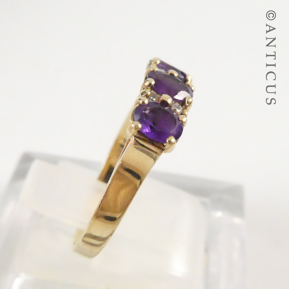 Vintage Gold, Amethyst and Diamond Bridge Ring.