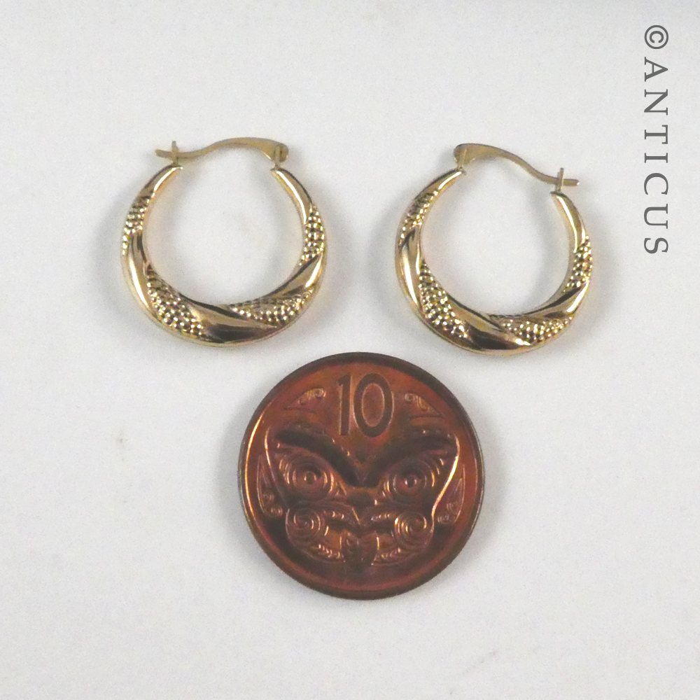 Pair 9ct Gold Hoop Earrings.