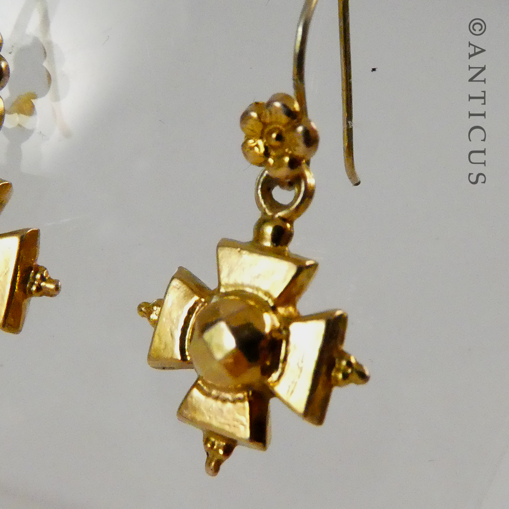 Pair of Cross-Shaped Gold Earrings