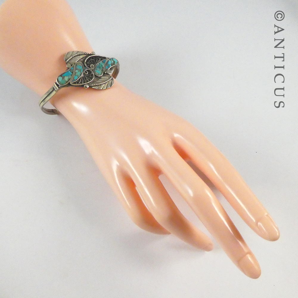 Turquoise Decorated Cuff Bangle.