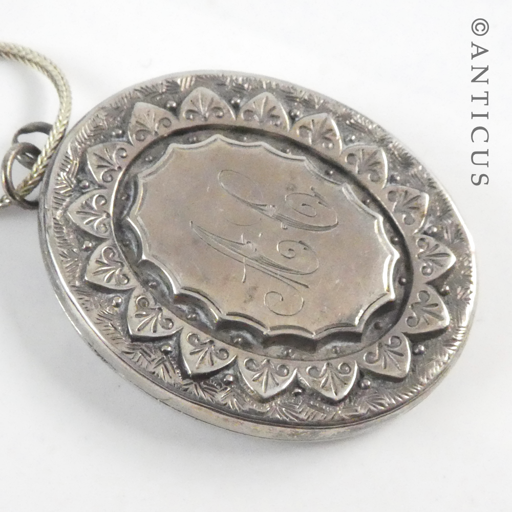 Antique Silver Locket on Chain.