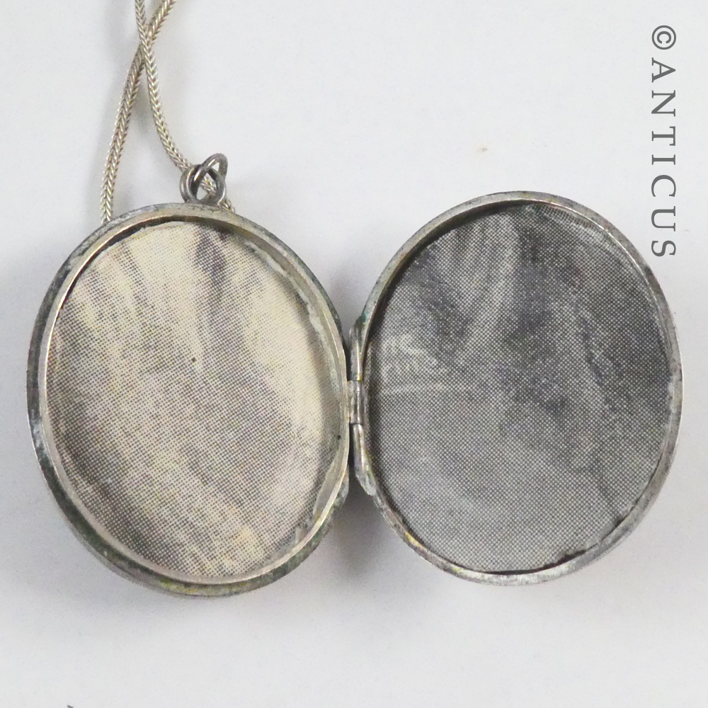 Antique Silver Locket on Chain.