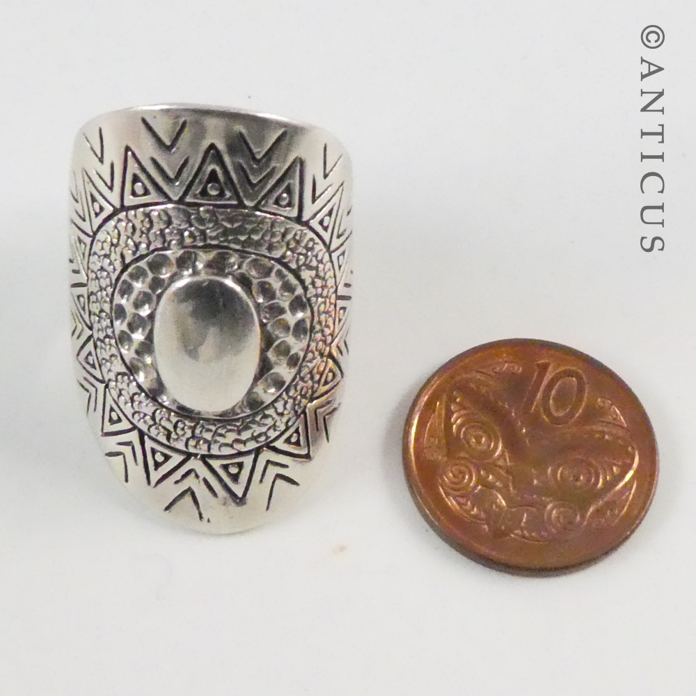 Sterling Silver Long Finger Ring.