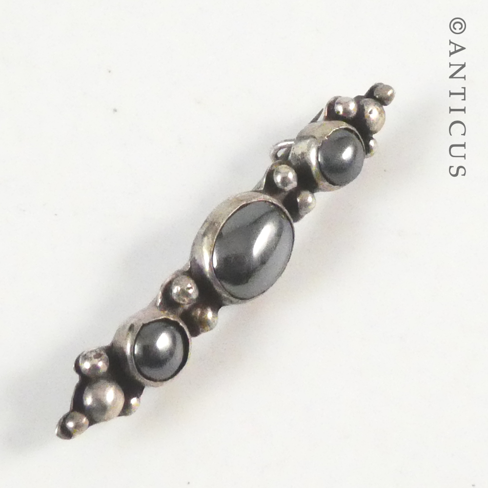 Sterling Silver Vintage Hematite Brooch.