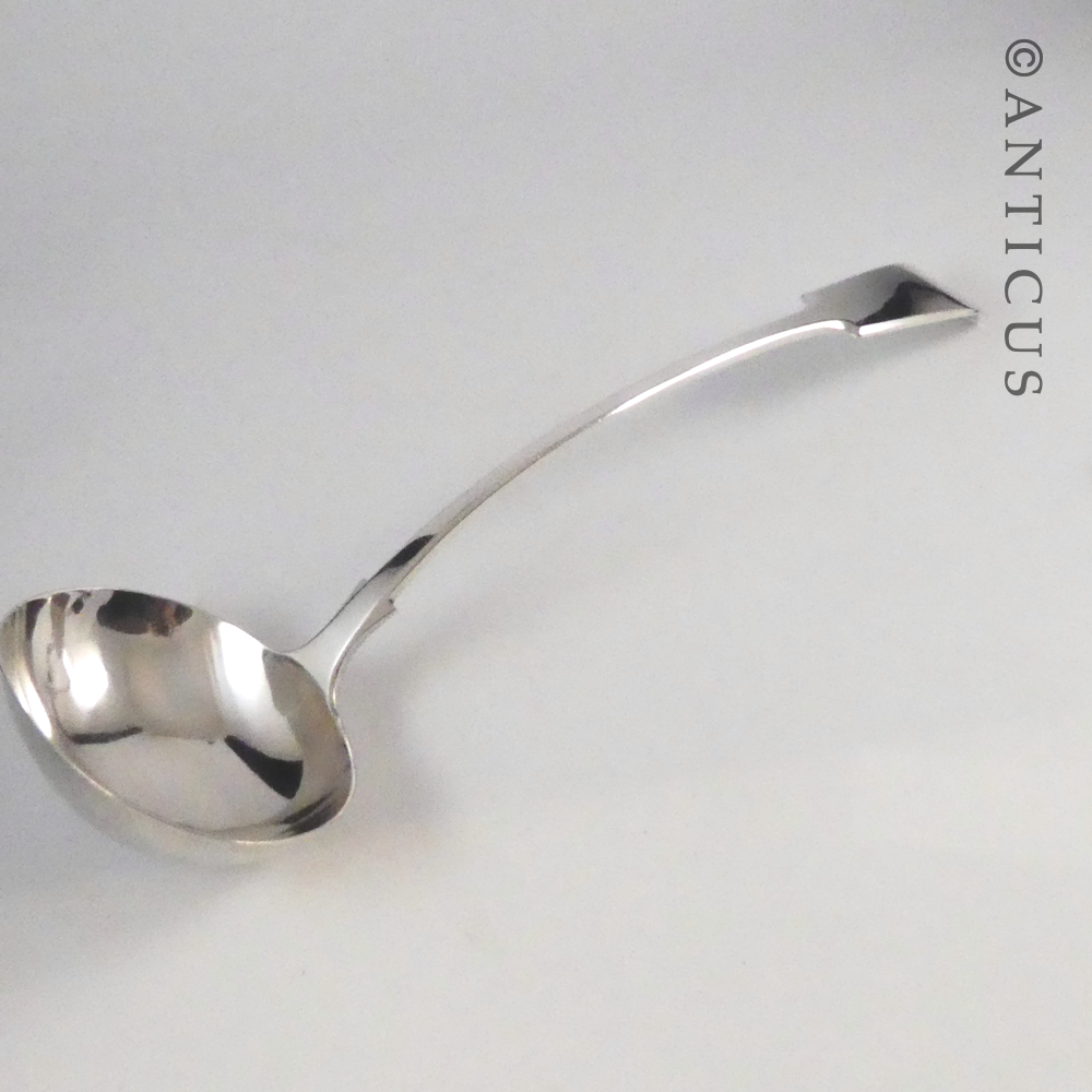Large Antique Soup or Casserole Ladle, Silver Plate.