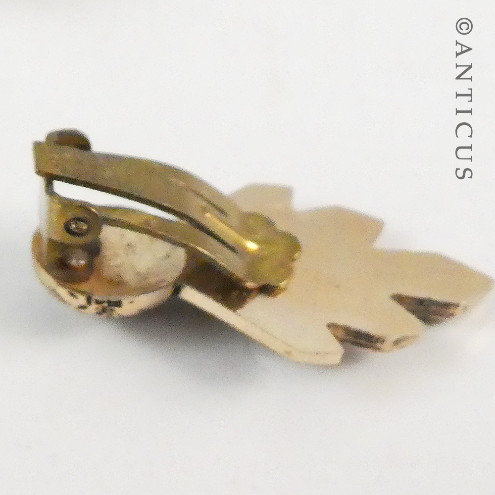 Clip Earrings, Art Deco, Gilded Marcasite Effect.