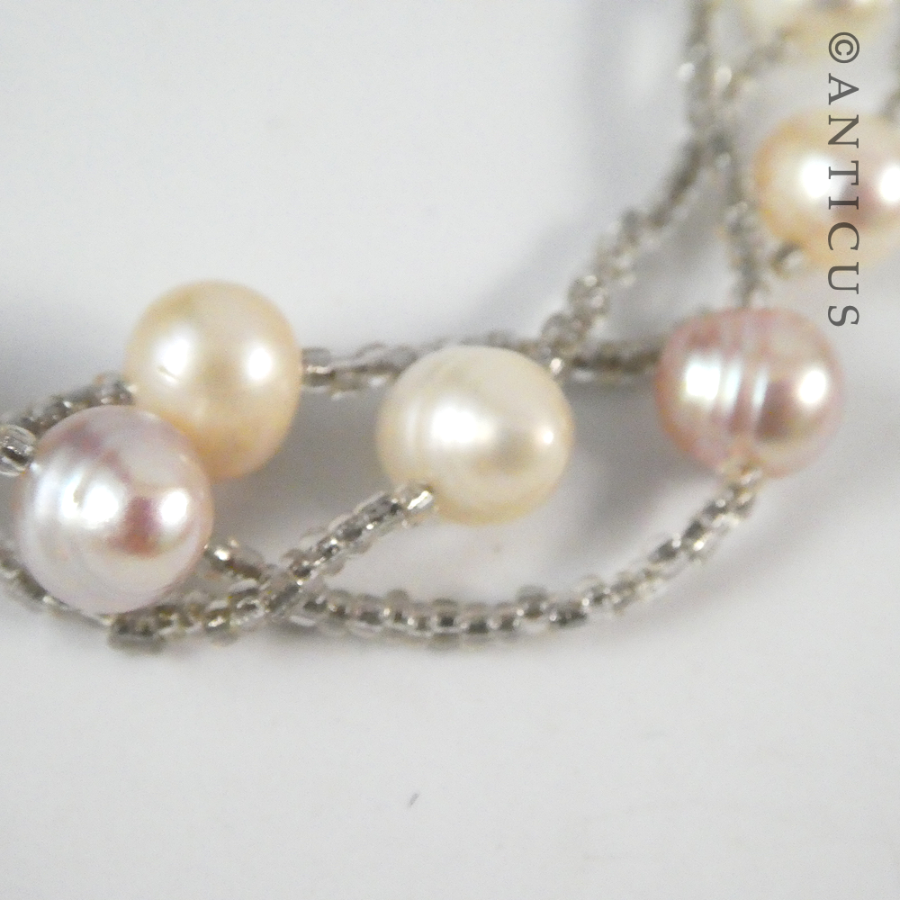 Pearl Bracelet, Three Strand, Magnetic Clasp