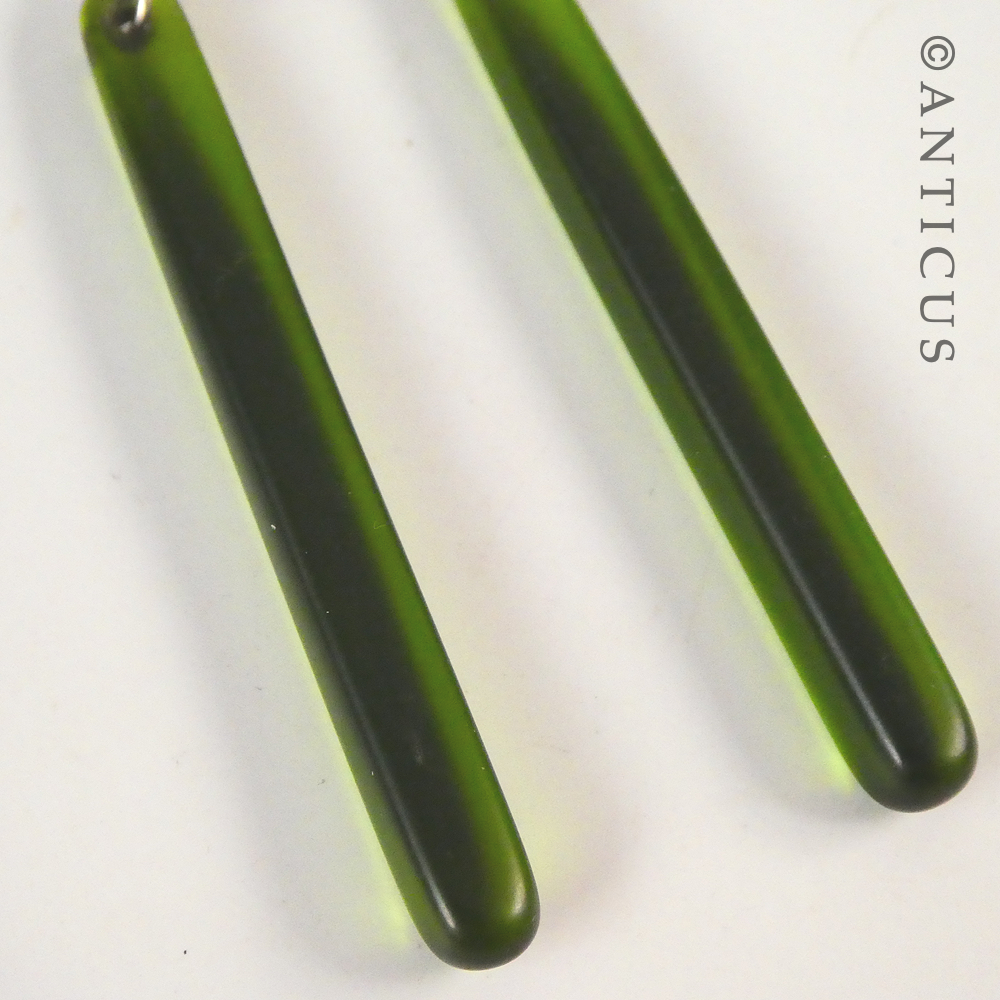 Pair of Green Glass Drop Earrings.