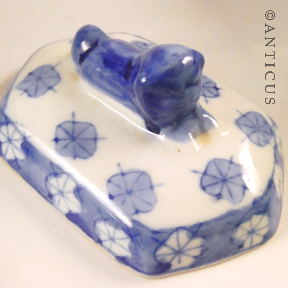 Hexagonal Blue and White Chinese Jar.
