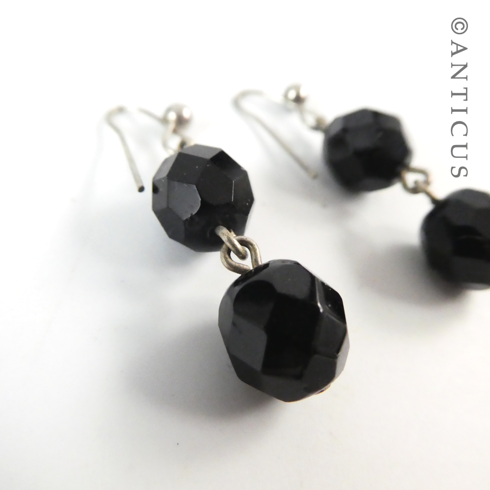 Pair of French Jet Drop Earrings.